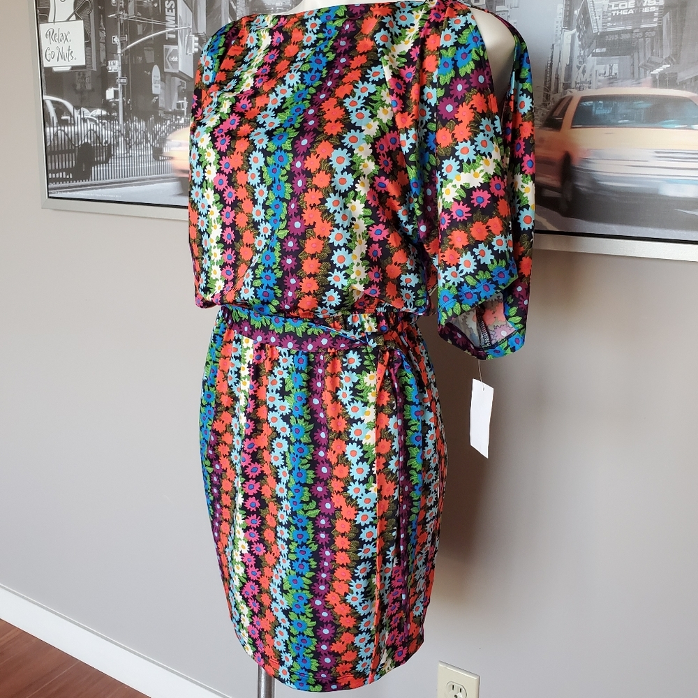 Trina Turk floral cold shoulder dress